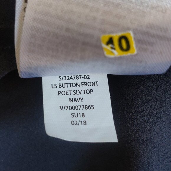 Navy Banana Republic Button-Front Bishop Sleeve Blouse - Picture 6 of 7